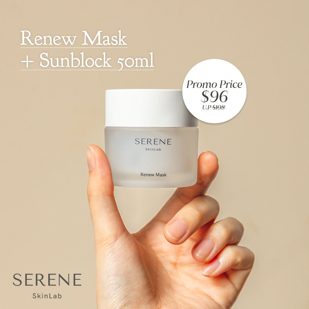 Serene SkinLab PAMPER & SHIELD Bundle with renew mask and 50ml of sunblock for sensitive skin